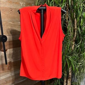Calvin Klein red sleeveless knit tank top blouse with v neck. XL